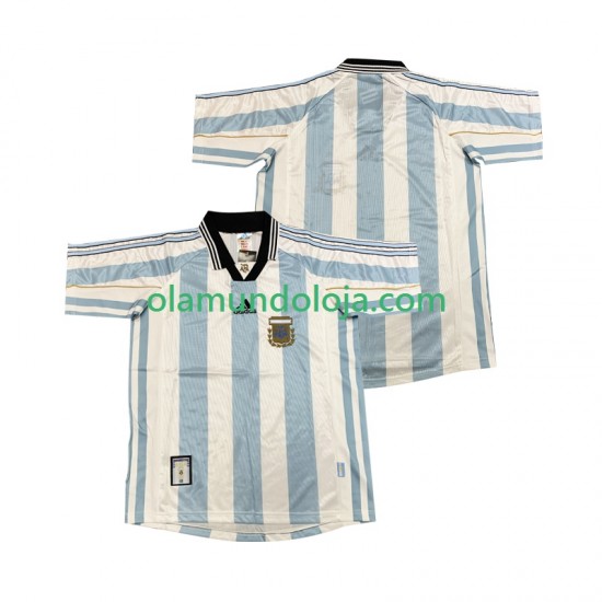 Camisola Argentina Retro Homem Equipamento Primeiro 1998 Manga Curta